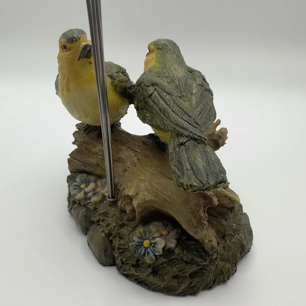 Resin Bird Figurine Photo Holder Double Spiral Wire Stand Vintage Home Decor - Picture 8 of 9